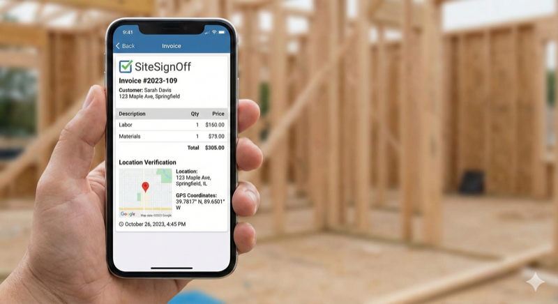 Screenshot showing invoice finalization and send screen
